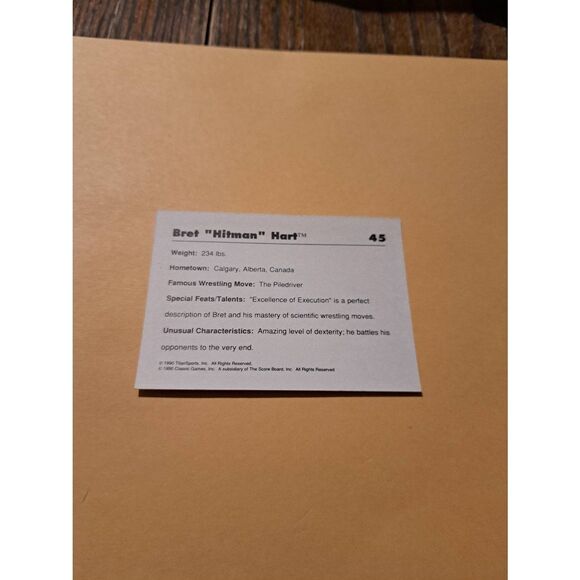 Vintage 1990 Classic WWF Wrestling Trading Card 45 Bret “Hitman” Hart Piledriver - Picture 2 of 2